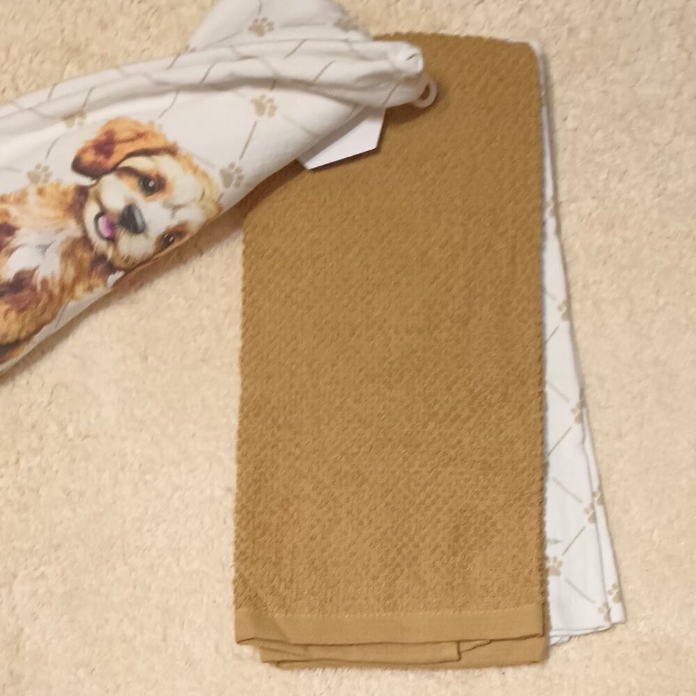 Copy ~NWT ~ Colordrift  COCKAPOO / CAVAPOO / GOLDENDOODLE 3-Pack Kitchen Towels - Picture 4 of 9